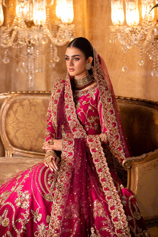 Shocking Pink Zardozi Raw Silk Lehenga Choli (3-Piece) - Image 6