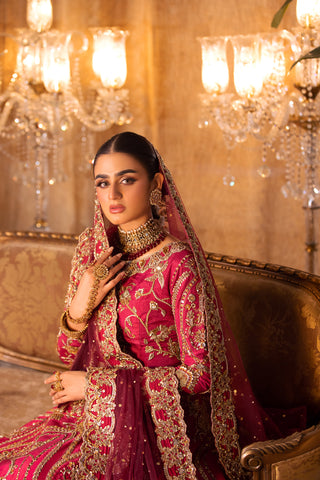 Shocking Pink Zardozi Raw Silk Lehenga Choli (3-Piece) - Image 7