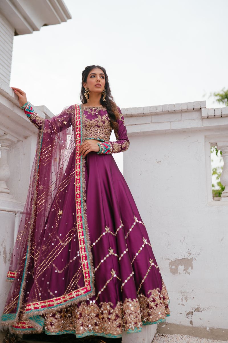 Magenta Embroidered Rod Silk Lehenga Choli (3-Piece) - Image 1