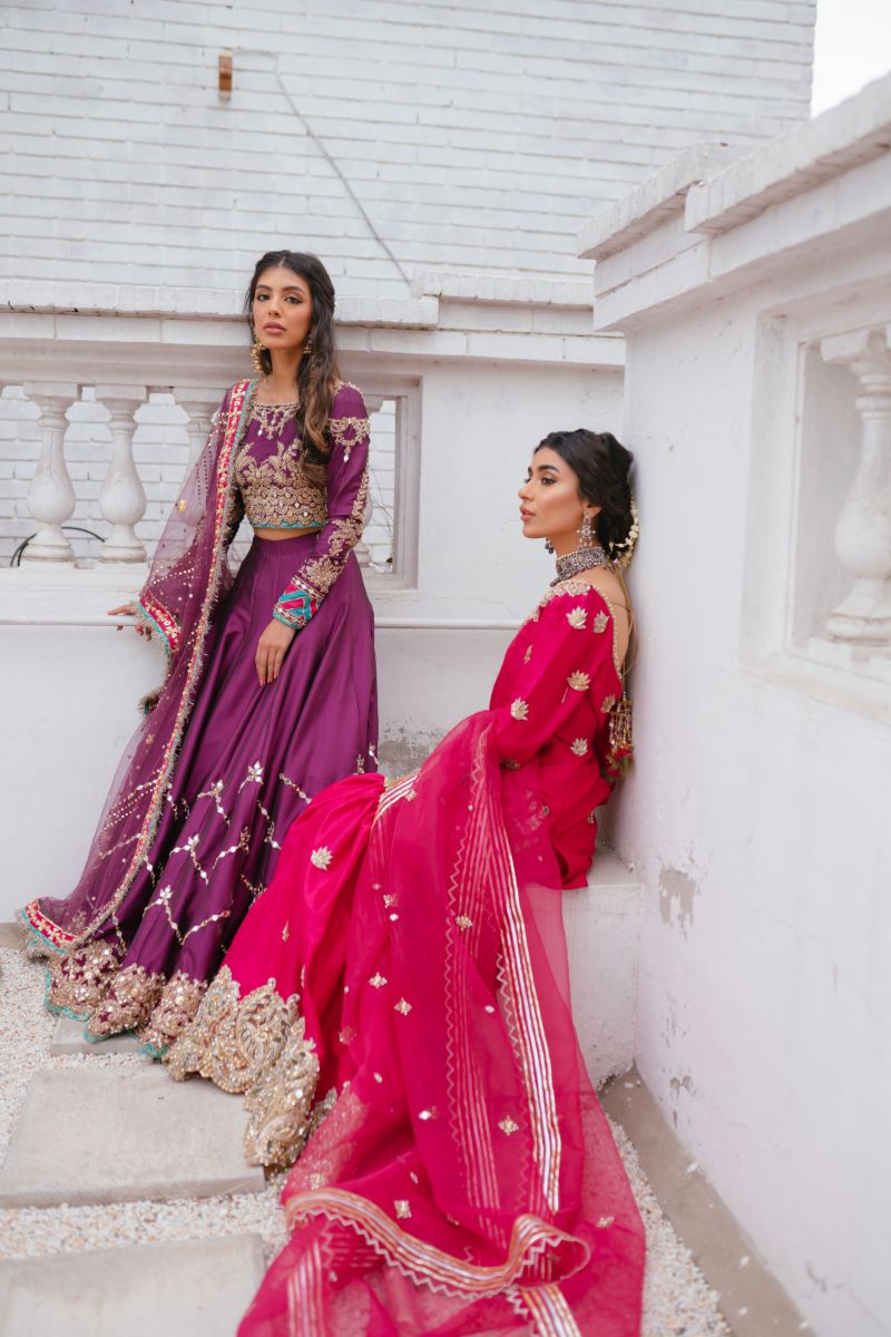Magenta Embroidered Rod Silk Lehenga Choli (3-Piece) - Image 10