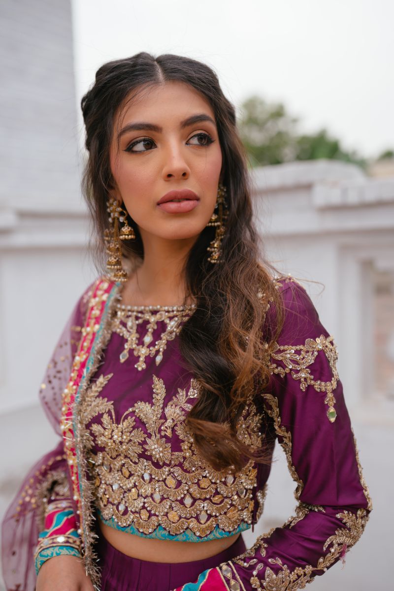 Magenta Embroidered Rod Silk Lehenga Choli (3-Piece) - Image 8