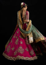 Deep Pink Hand-Embellished Satin Silk Lehenga Choli (3-Piece) - Image 6