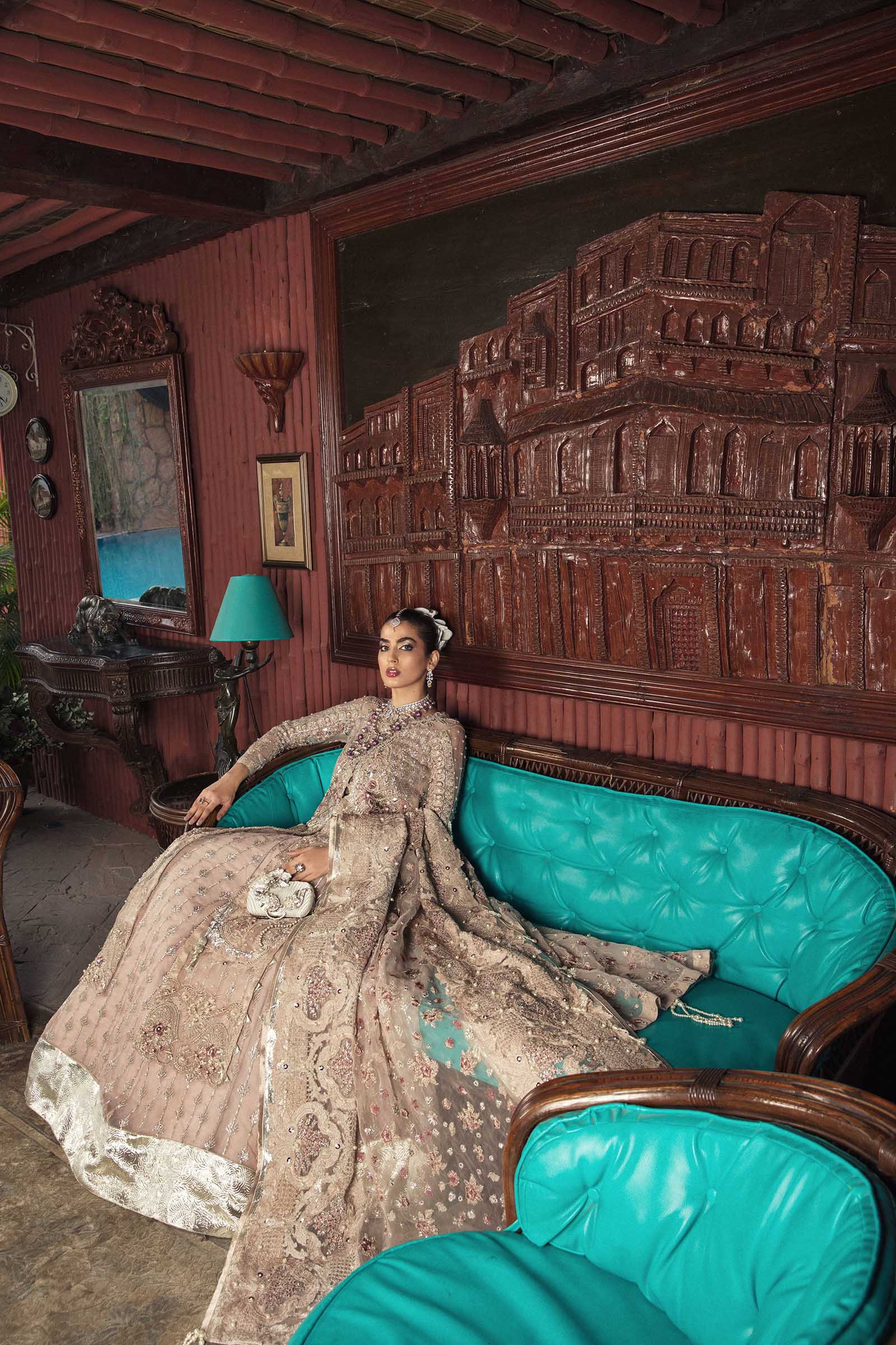 Pakistani Powder Pink 3D Embroidered Semi-Organza Lehnga (3-Piece) - Image 5