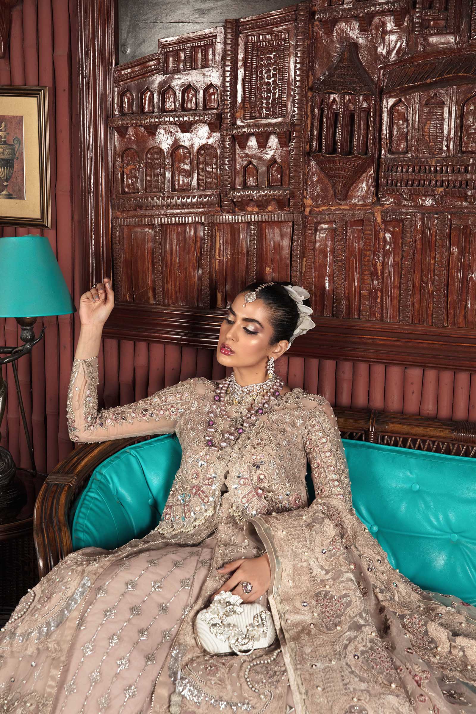 Pakistani Powder Pink 3D Embroidered Semi-Organza Lehnga (3-Piece) - Image 6