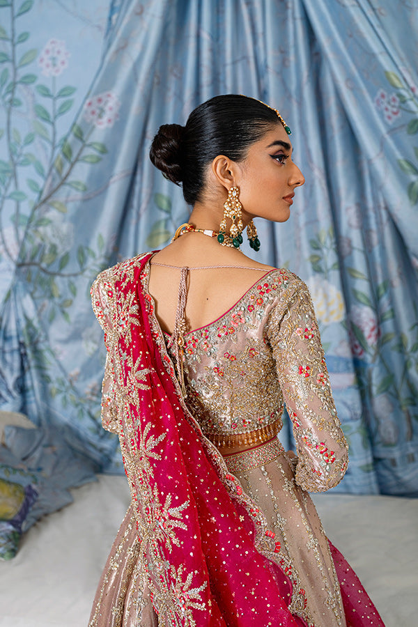 Salmon Pink Embellished Silk-Blend Lehenga Choli (3-Piece) - Image 5