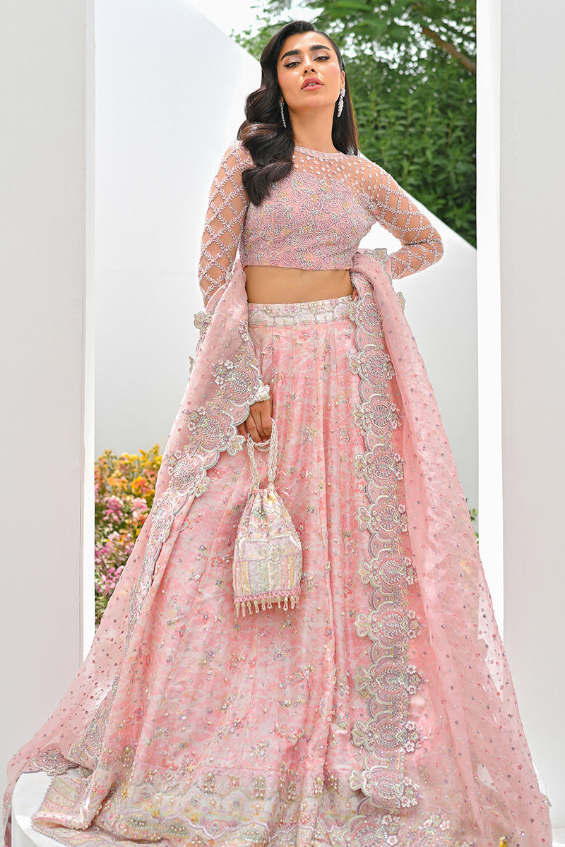 Powder Pink Embellished Silk-Blend Lehenga Choli (3-Piece) - Image 7