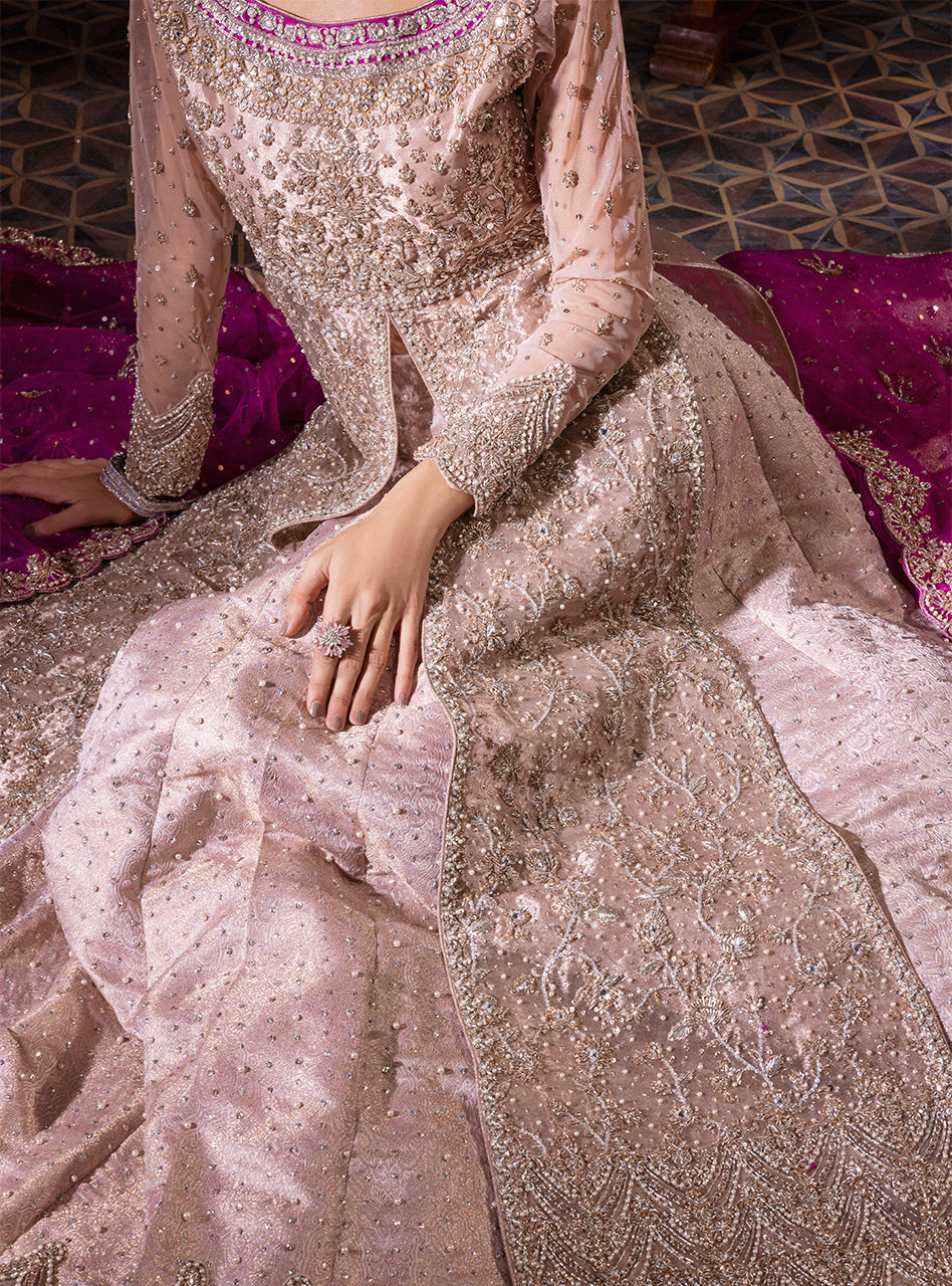 Blush Pink Zardozi Embroidered Silk Blend Lehenga (3-Piece) - Image 14