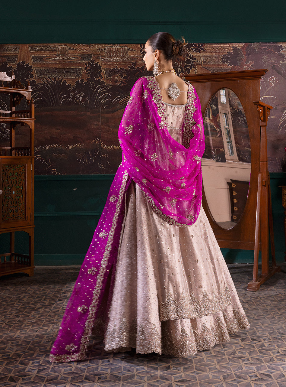 Blush Pink Zardozi Embroidered Silk Blend Lehenga (3-Piece) - Image 8