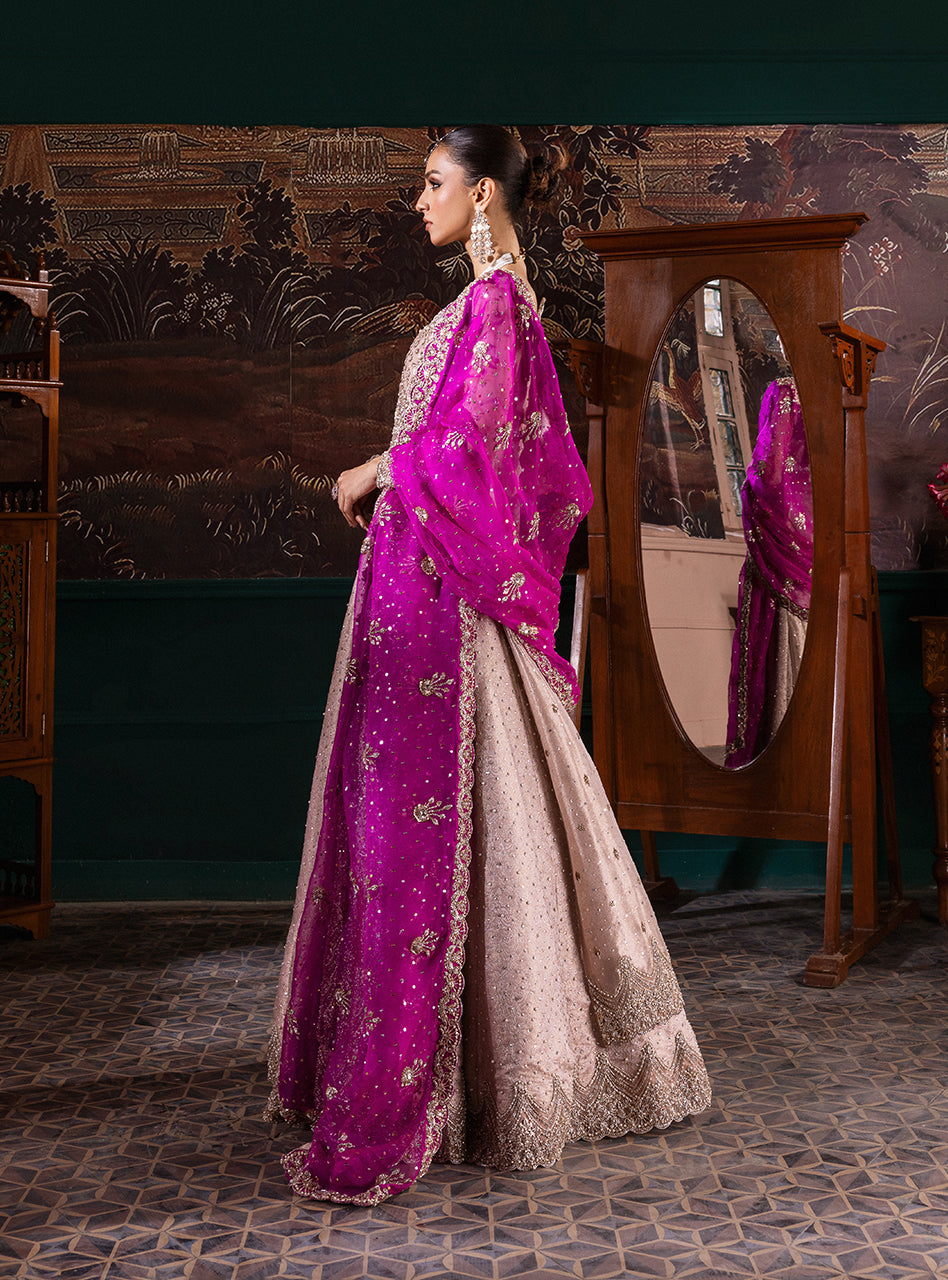 Blush Pink Zardozi Embroidered Silk Blend Lehenga (3-Piece) - Image 9