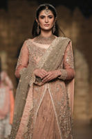 Tea Pink Embroidered Net Silk Lehenga (3-Piece) - Image 3