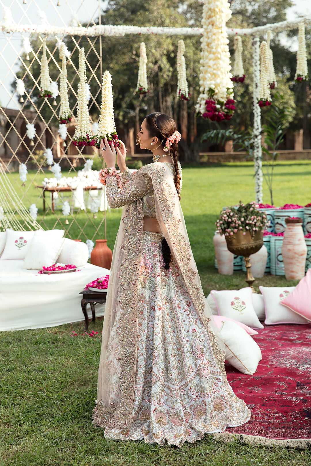 Blush Pink Embellished Silk-Blend Bridal Lehenga (3-Piece) - Image 4