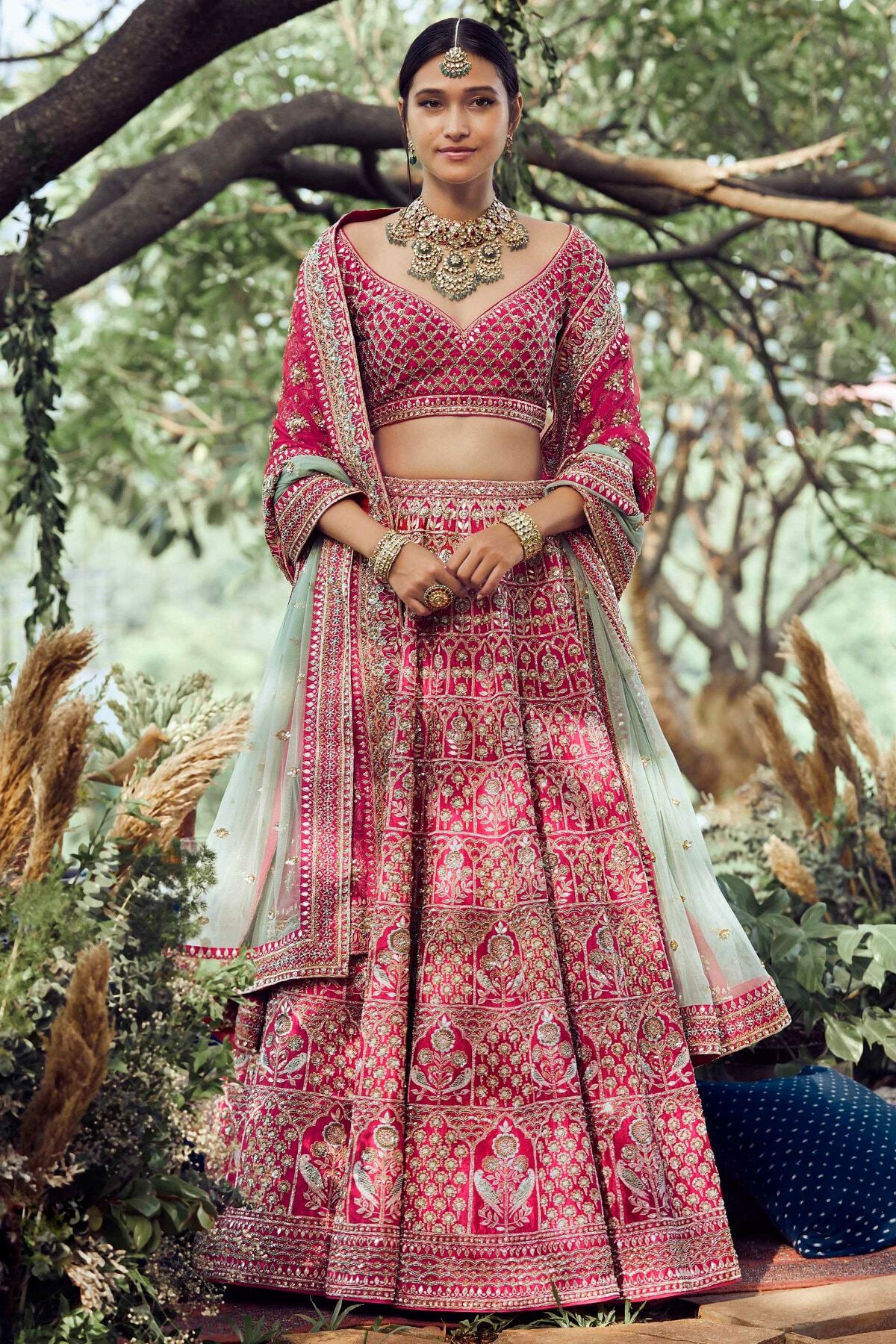 Berry Sorbet Embroidered Silk Lehenga (3-Piece) - Image 1