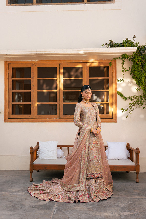 Dusty Rose Embroidered Silk Farshi Lehenga (3-Piece) - Image 3
