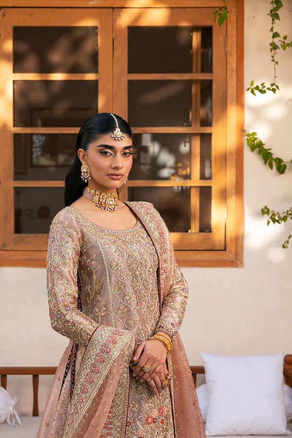 Dusty Rose Embroidered Silk Farshi Lehenga (3-Piece) - Image 4