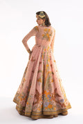 Blush Pink Embroidered Net Anarkali Jacket with Silk Lehenga (3-Piece) - Image 6