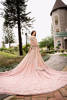 Pakistani Powder Pink Hand-Embellished Net Silk Bridal Lehenga (3-Piece) - Image 11