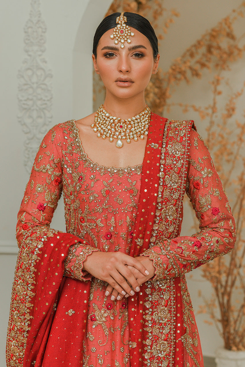 Hot Pink Zardozi Silk Net Bridal Lehenga (3-Piece) - Image 4