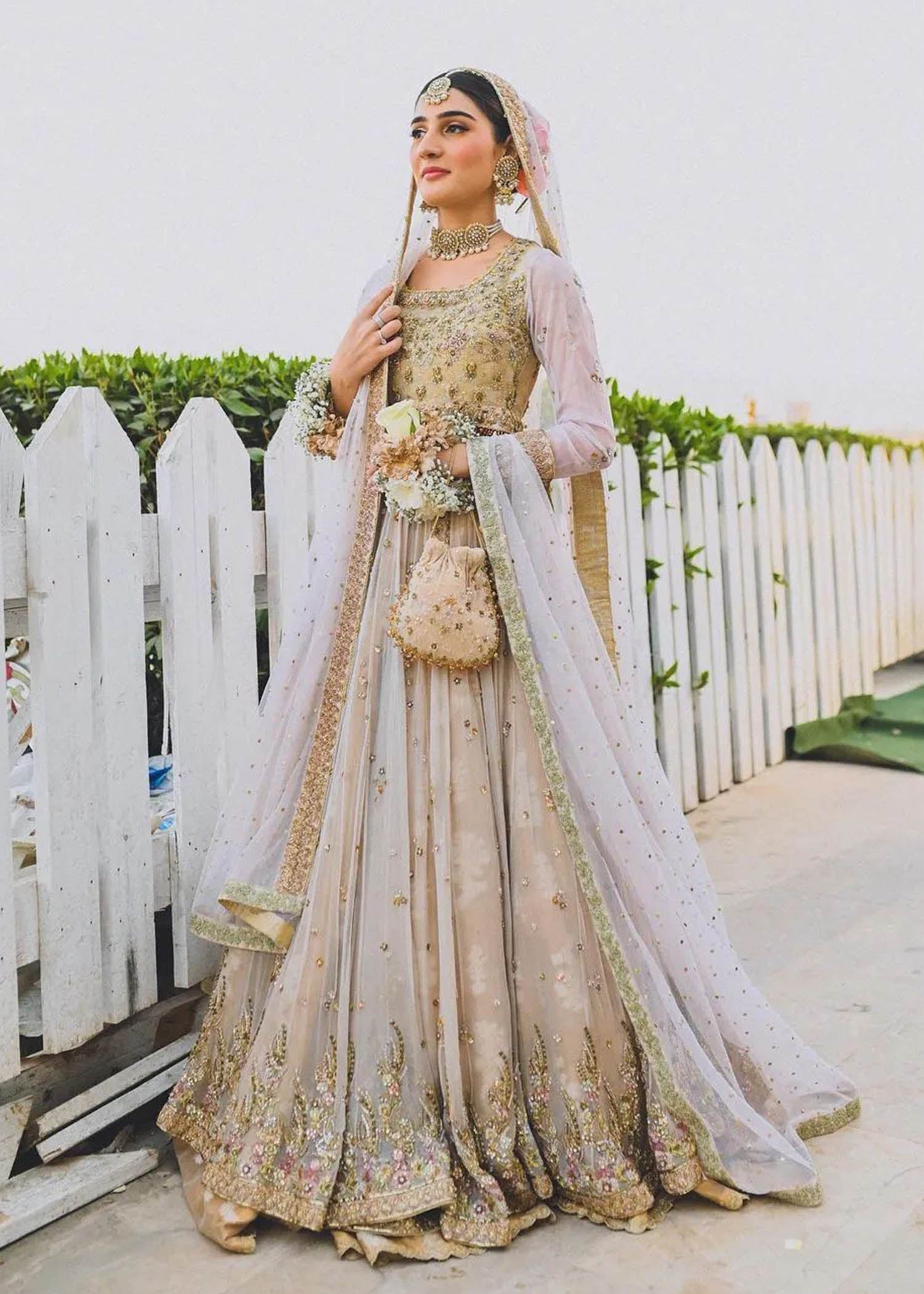 Soft Pastel Embroidered Net Silk-Satin Bridal Lehenga (3-Piece) - Image 1