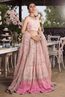 Pakistani Cyclamen Pink Embroidered Silk-Blend Lehenga (3-Piece) - Image 2