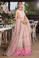Pakistani Cyclamen Pink Embroidered Silk-Blend Lehenga (3-Piece) - Image 4