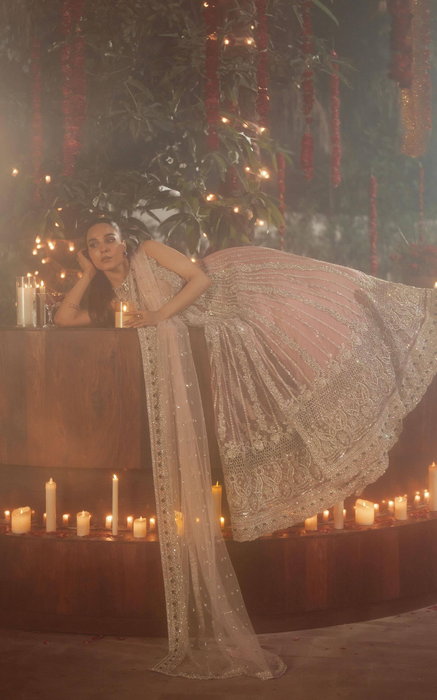 Blush Pink Embellished Silk Lehenga Set (3-Piece) - Image 10