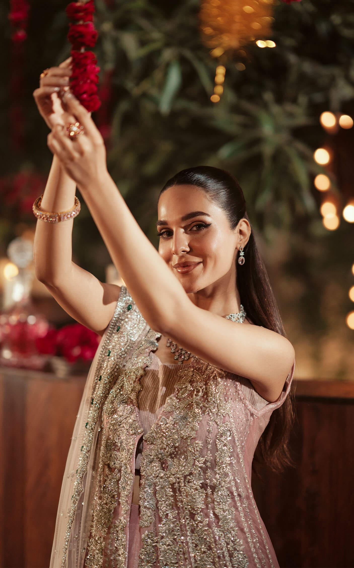 Blush Pink Embellished Silk Lehenga Set (3-Piece) - Image 12