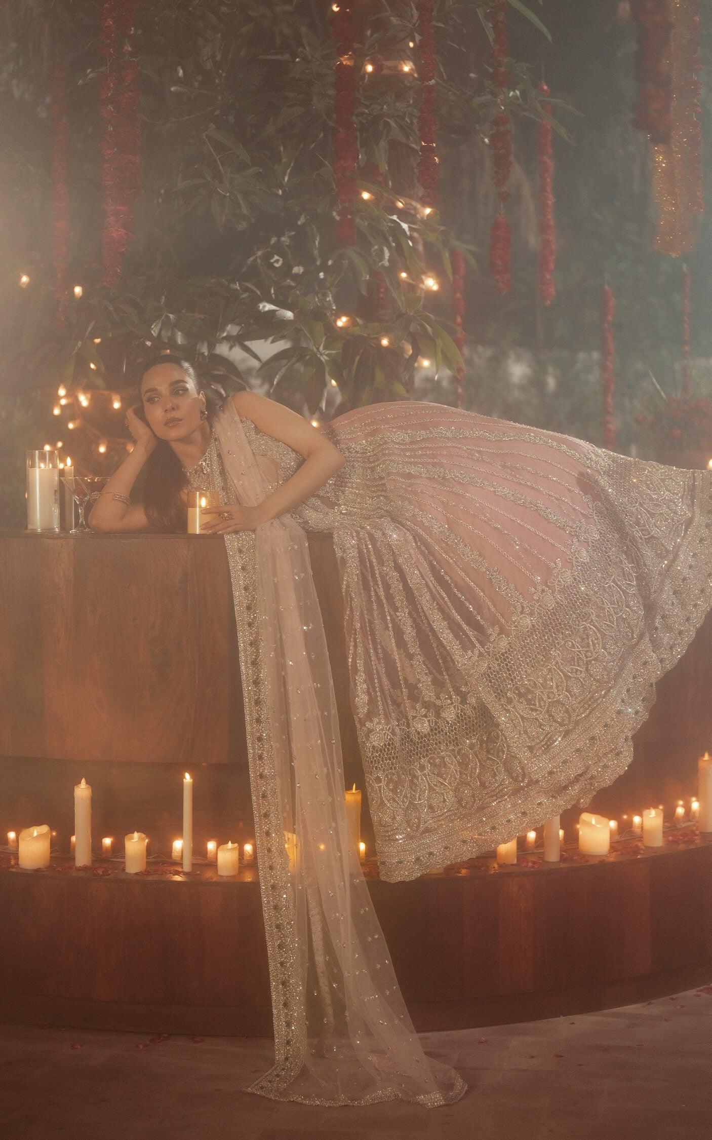 Blush Pink Embellished Silk Lehenga Set (3-Piece) - Image 16