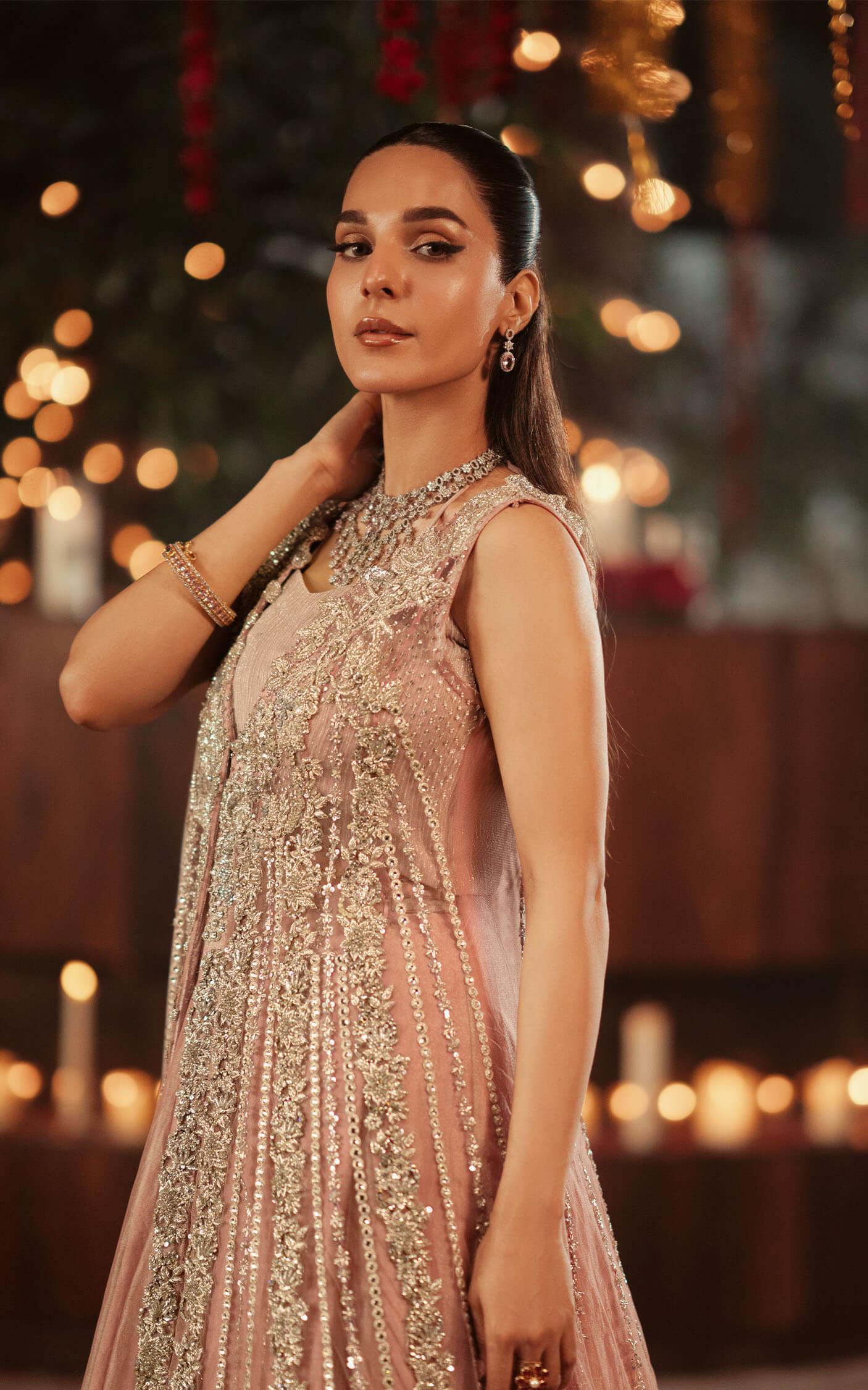 Blush Pink Embellished Silk Lehenga Set (3-Piece) - Image 7