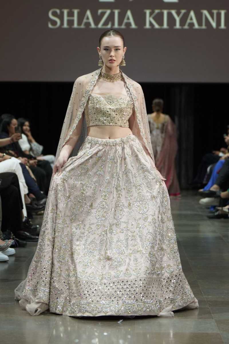 Pale Blush Embellished Silk Lehenga Dress (3-Piece) - Image 1