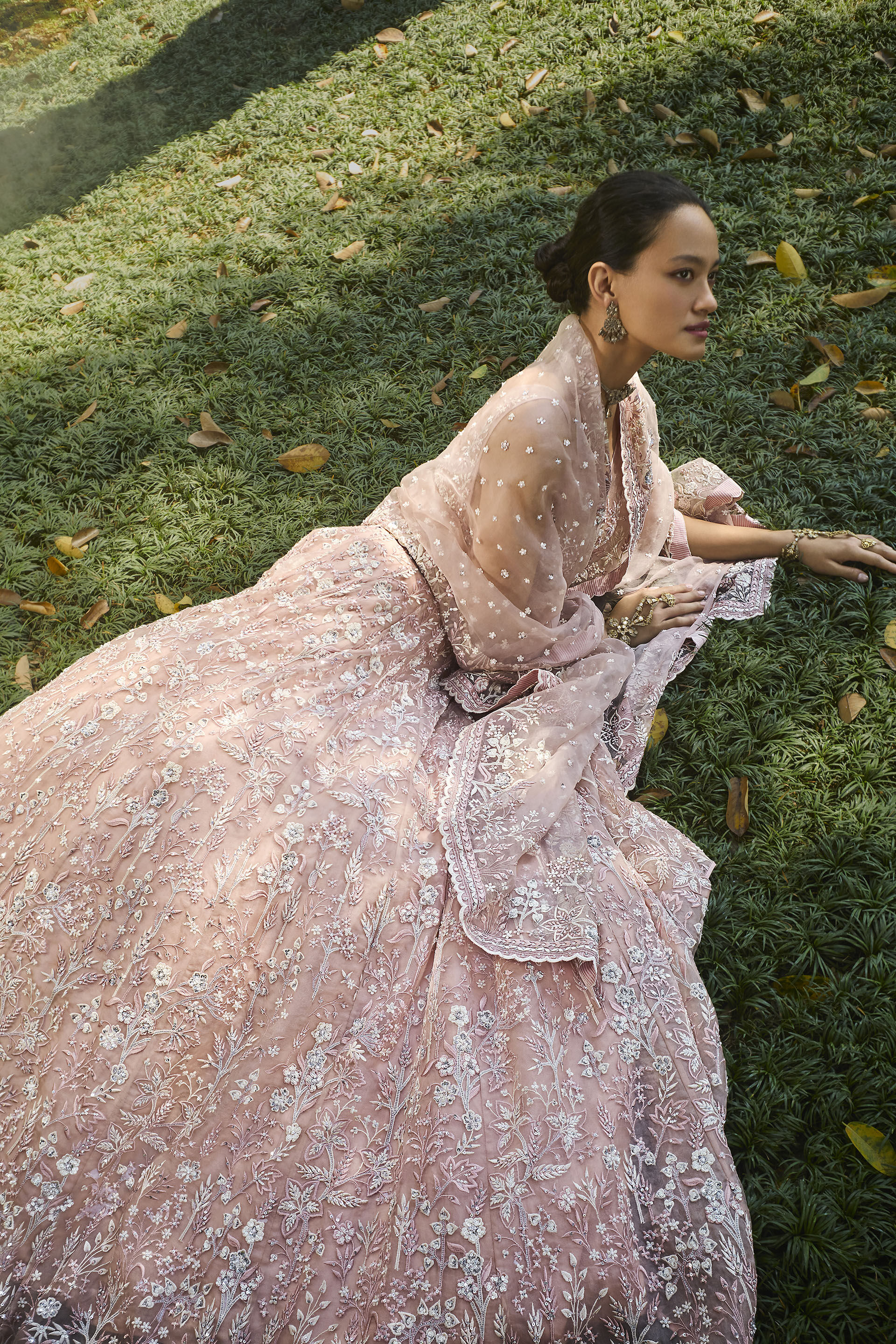 Blush Embroidered Silk Lehenga Set (3-Piece) - Image 3