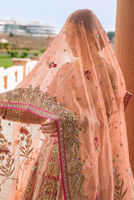 Pakistani Peach Zardozi Silk Anarkali Bridal Lehenga (3-Piece) - Image 5