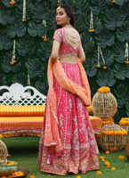 Pakistani Pink Zardozi Silk Lehenga Choli (3-Piece) - Image 7