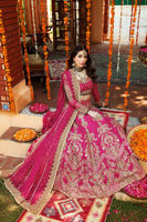 Pakistani Fuchsia Rose Hand-Embellished Silk Lehnga Choli (3-Piece) - Image 14