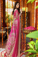 Pakistani Fuchsia Rose Hand-Embellished Silk Lehnga Choli (3-Piece) - Image 6