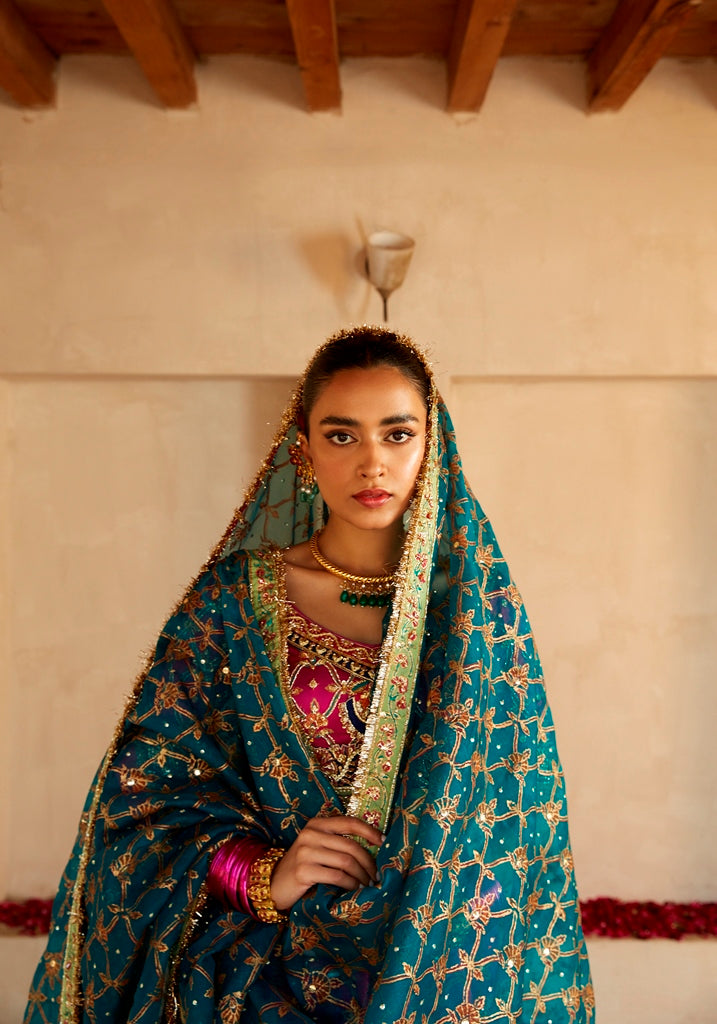 Magenta Hand-Embellished Silk Lehenga Choli (3-Piece) - Image 3