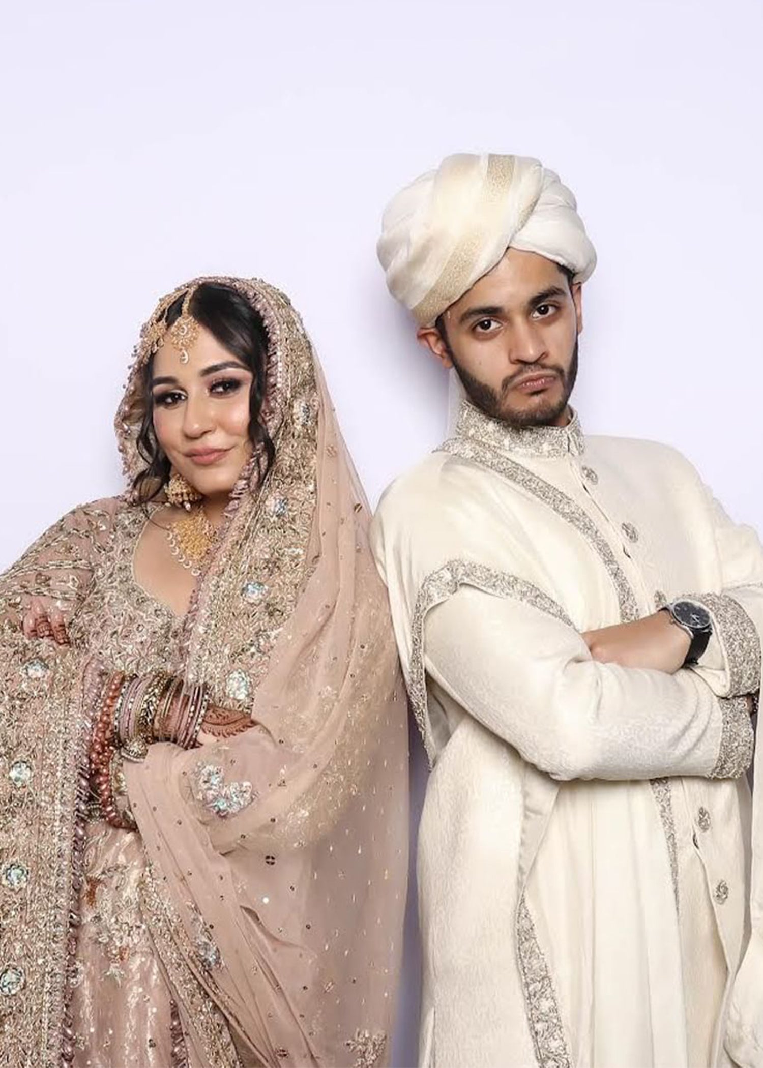 Pakistani Blush Pink Embellished Silk Bridal Lehenga (3-Piece) - Image 1