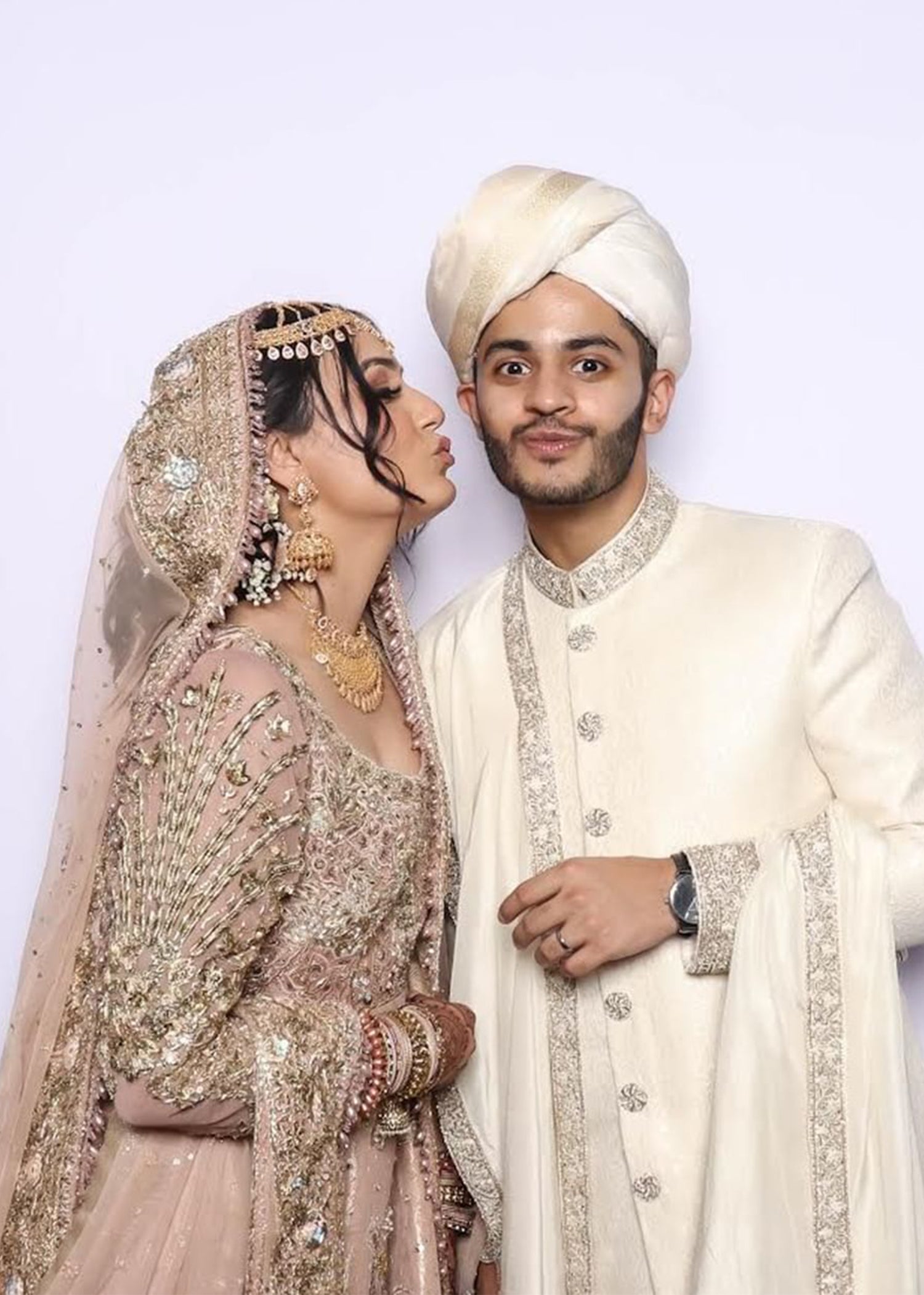 Pakistani Blush Pink Embellished Silk Bridal Lehenga (3-Piece) - Image 2