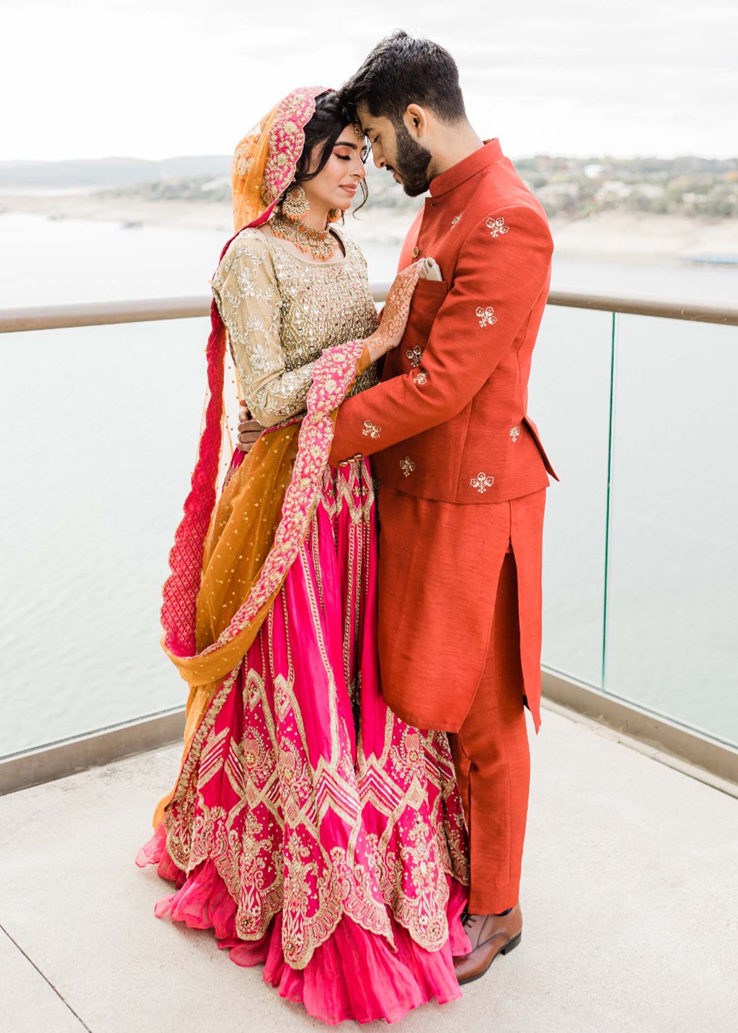 Fuchsia Gold Embellished Silk Bridal Lehenga (3-Piece) - Image 10