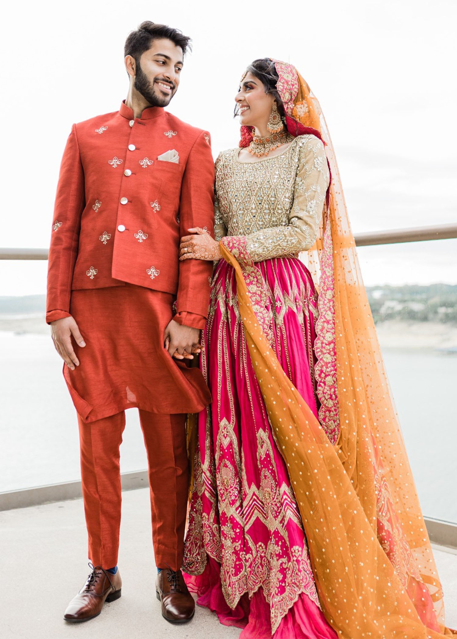 Fuchsia Gold Embellished Silk Bridal Lehenga (3-Piece) - Image 11