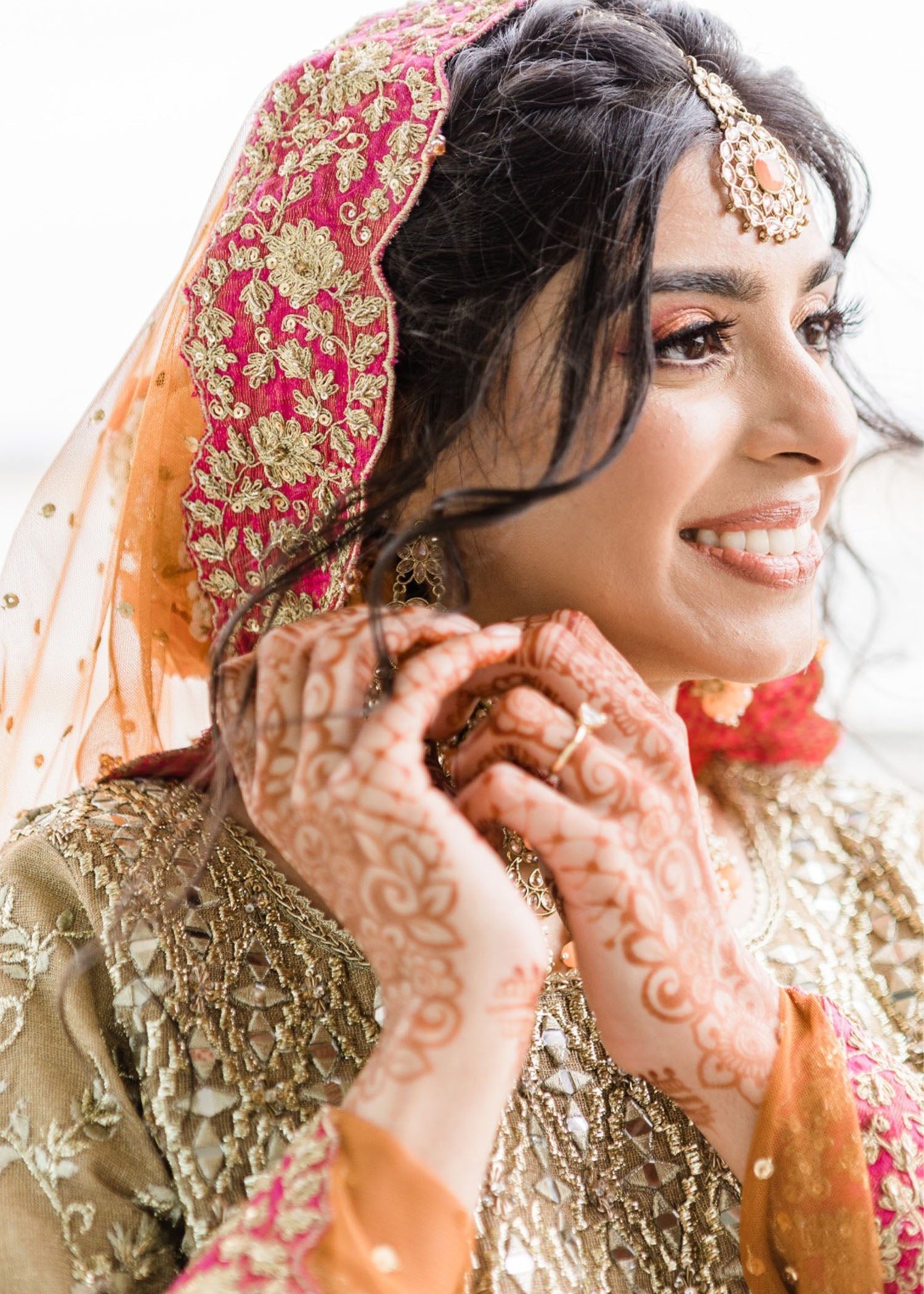 Fuchsia Gold Embellished Silk Bridal Lehenga (3-Piece) - Image 2