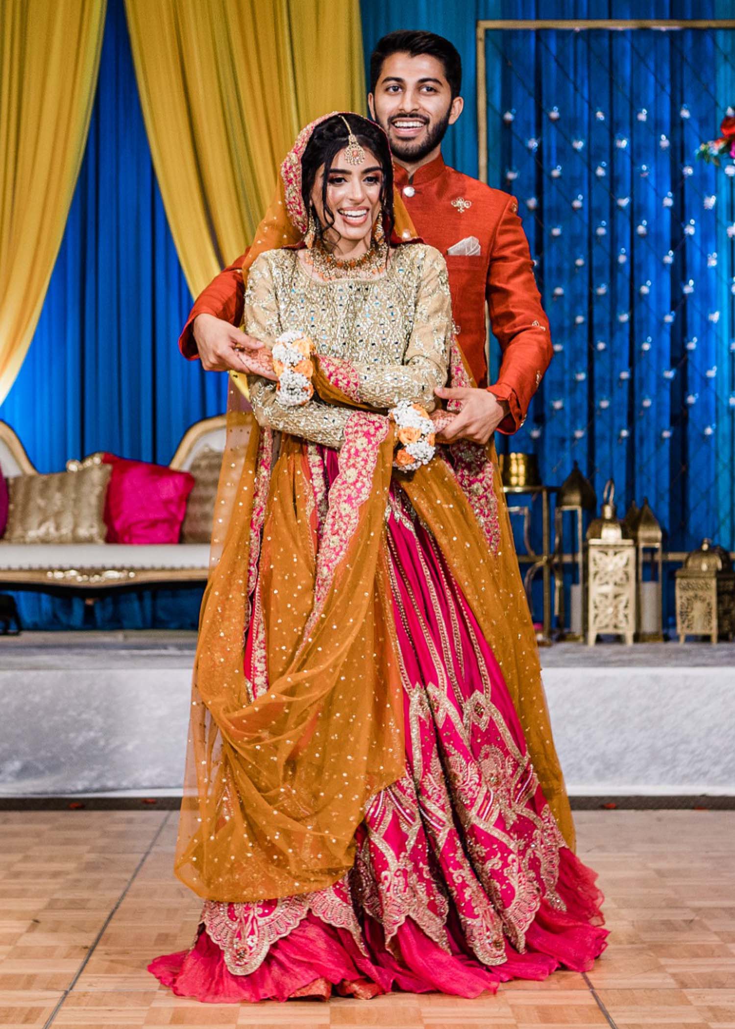 Fuchsia Gold Embellished Silk Bridal Lehenga (3-Piece) - Image 6