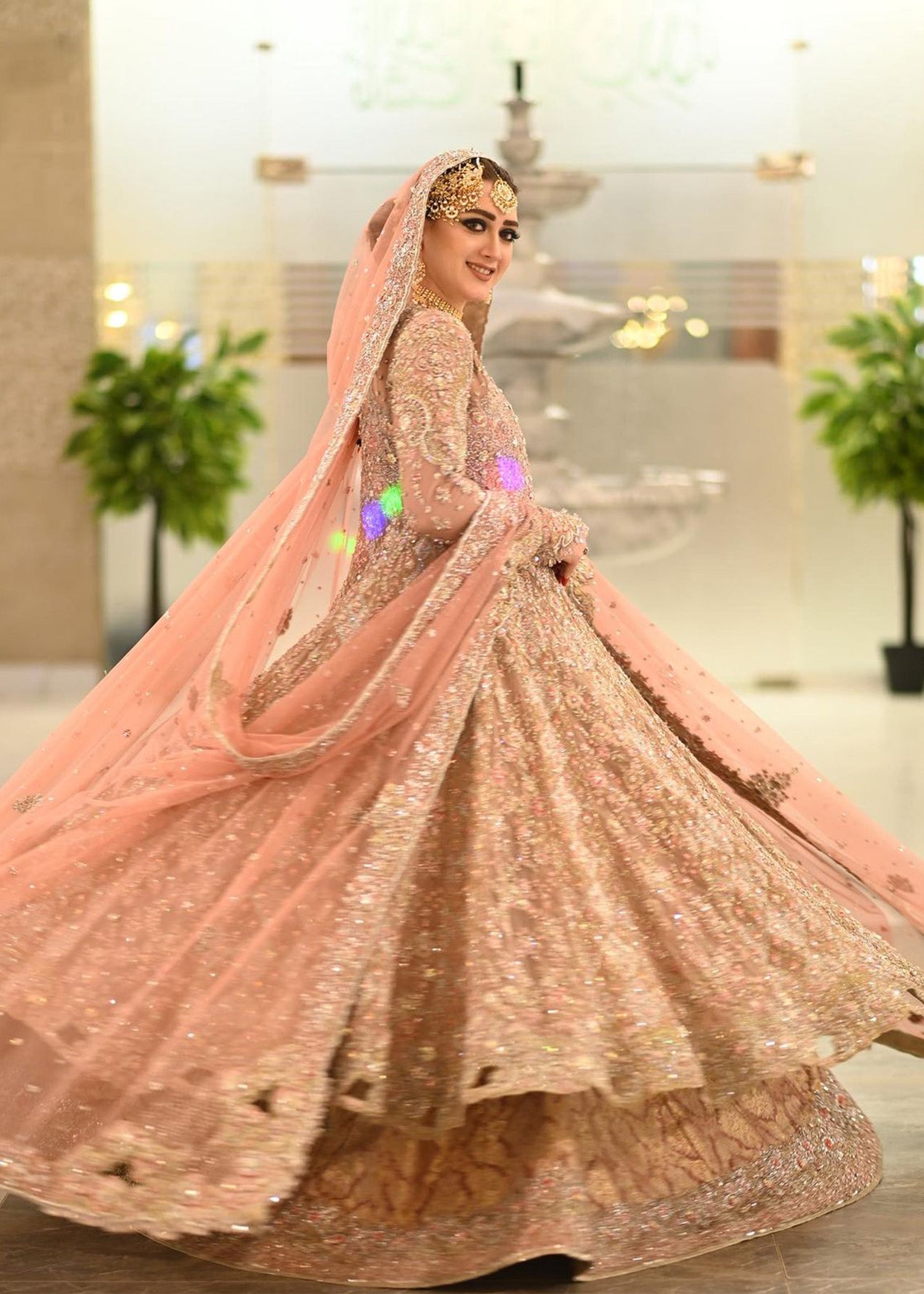 Blush Pink Embellished Silk Bridal Lehenga (3-Piece) - Image 1