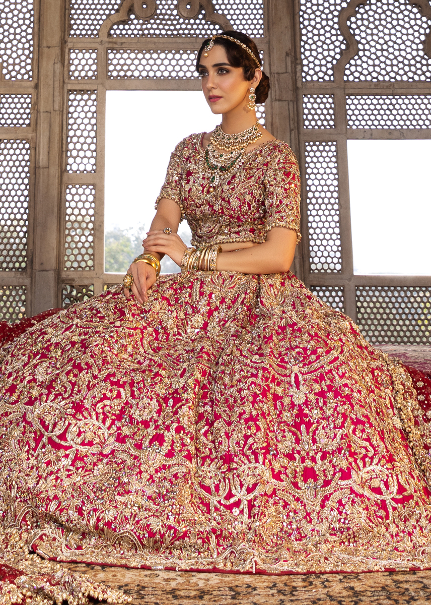 Deep Blush Pink Embroidered Silk Lehenga Choli (3-Piece) - Image 10
