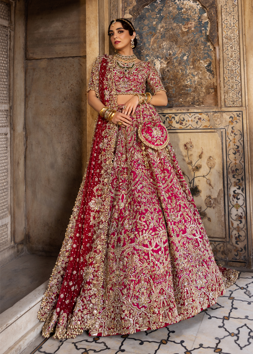 Deep Blush Pink Embroidered Silk Lehenga Choli (3-Piece) - Image 3
