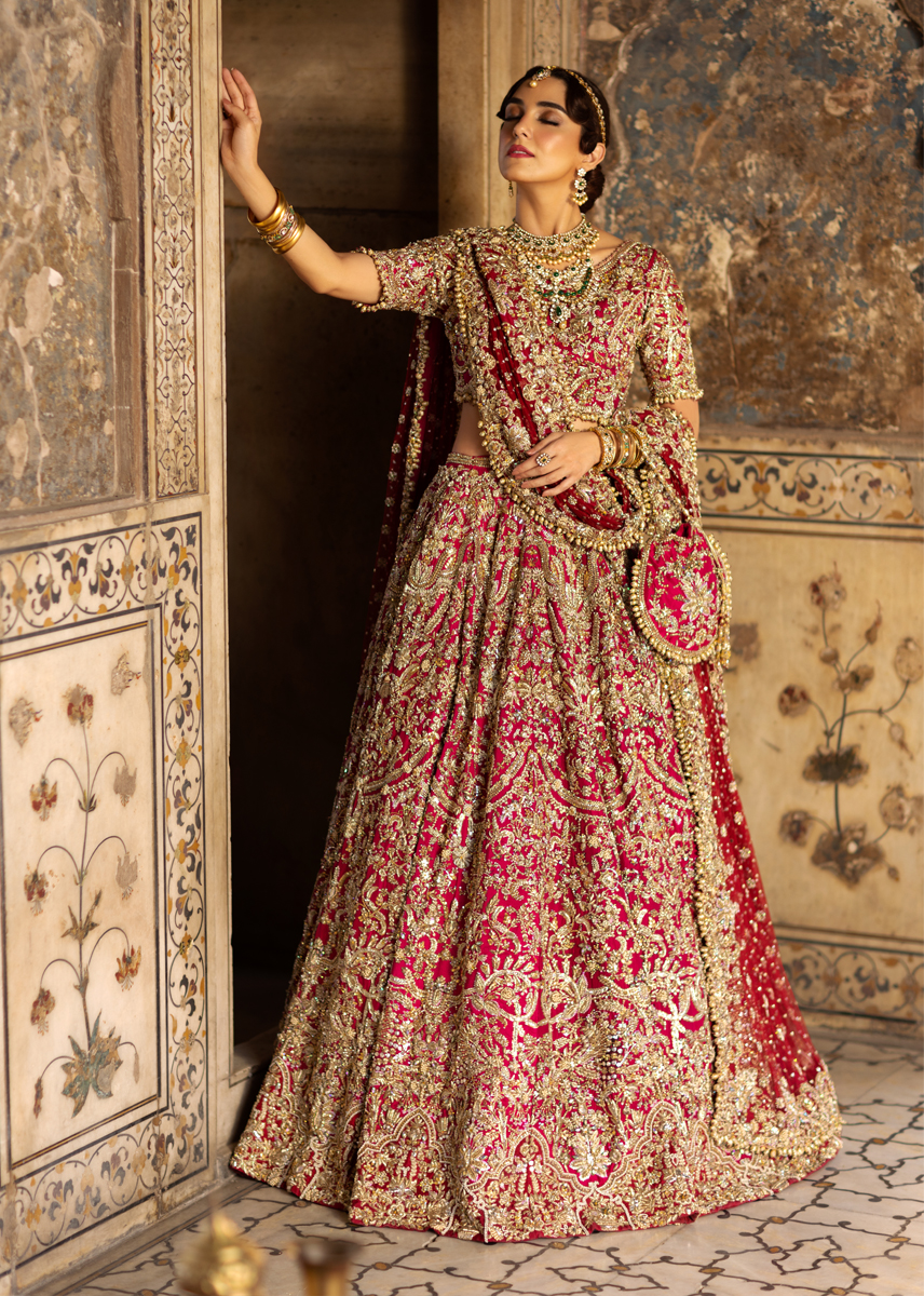 Deep Blush Pink Embroidered Silk Lehenga Choli (3-Piece) - Image 5