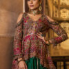 Pakistani Tile Pink & Green Embellished Silk Bridal Lehenga (2-Piece) - Image 2