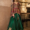 Pakistani Tile Pink & Green Embellished Silk Bridal Lehenga (2-Piece) - Image 4