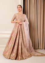 Pink Crystal Embroidered Tissue & Net Choli Lehnga (3-Piece) - Image 2