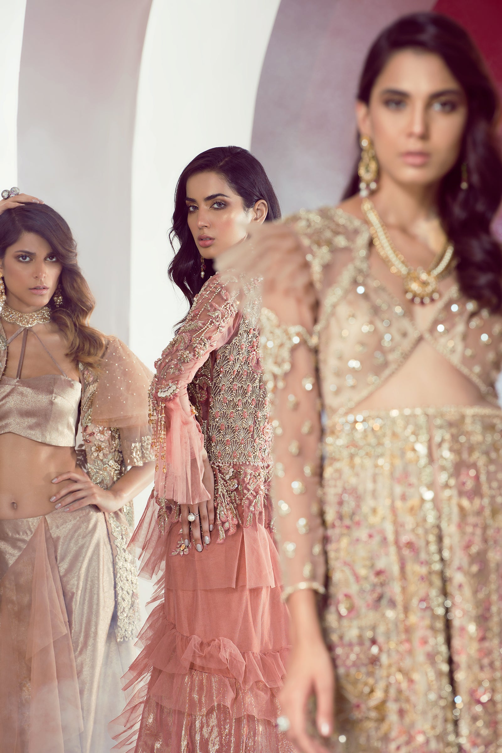 Powder Pink Embroidered Tissue Lehenga Set (2-Piece) - Image 7