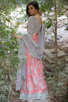 Pakistani Ash Grey & Pink Embroidered Crepe Lehenga (3-Piece) - Image 4